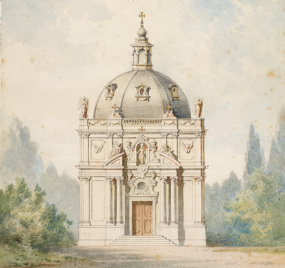 Bild: Kapelle St. Anna, Gouache von Ferdinand Knab, 1875